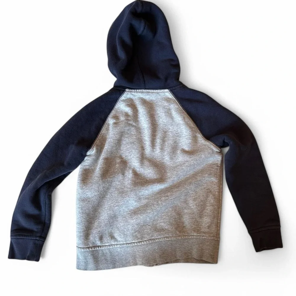 Kids Gap Zip-Up Hoodie, Size Small | Heather Gray with Navy Arms & Hood